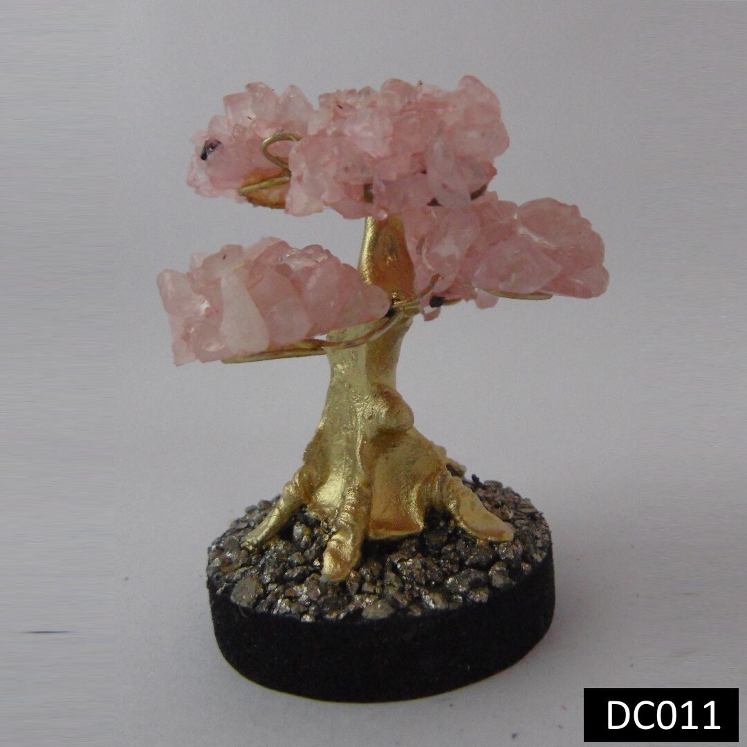 Pequeño Árbol de la Felicidad con Piedras Naturales (Cuarzo Rosa)