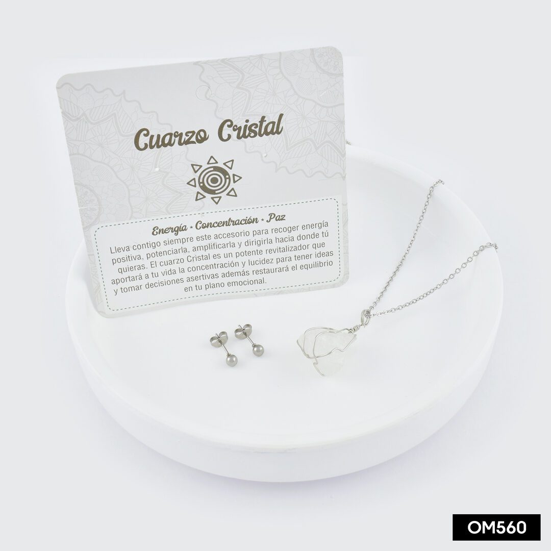 Conjunto Cuarzo Cristal en color Plata Acero Inoxidable