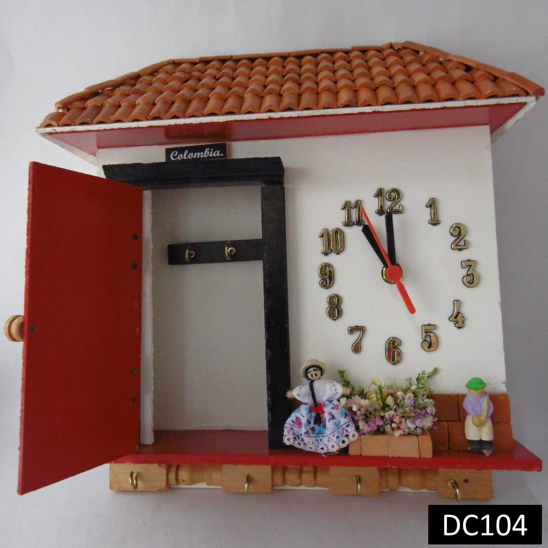 Reloj, Portallaves de Pared en Madera
