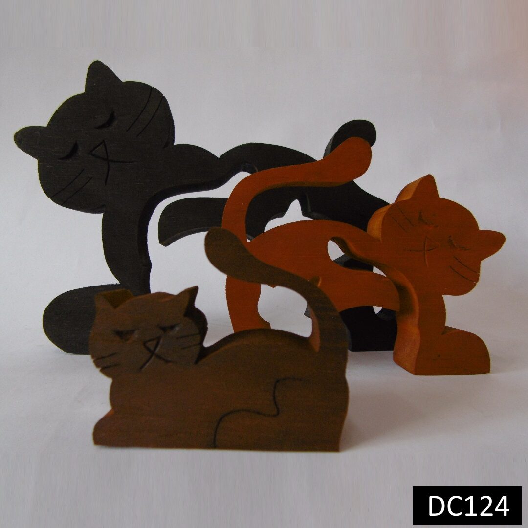 Figura de 3 Gatos Juntos en Madera