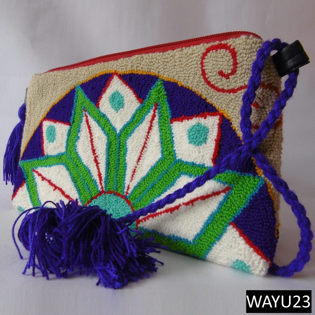 Cartera Wayuu Original – Flor Purpura