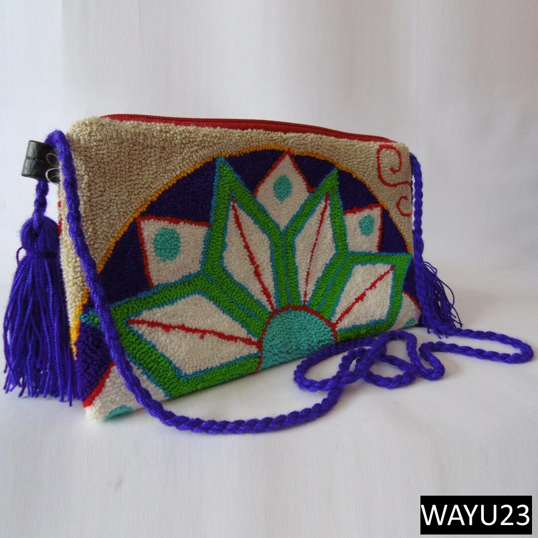 Cartera Wayuu Original – Flor Purpura